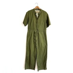 The Kit Olive Green Cotton Utility Jumpsuit – Short Sleeve – Size 2